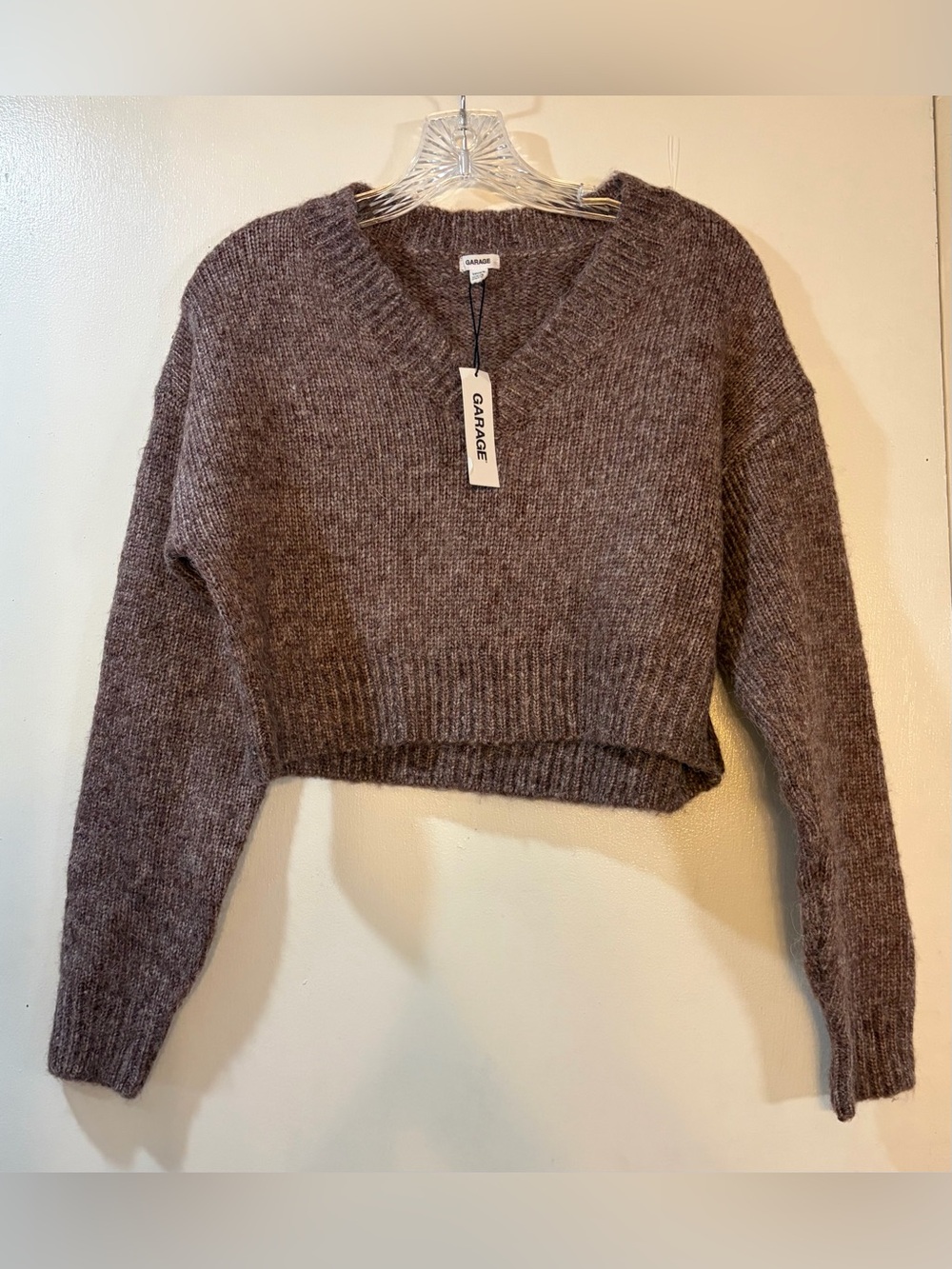 Garage Cropped V-Neck Sweater Womens Sz XS NWT